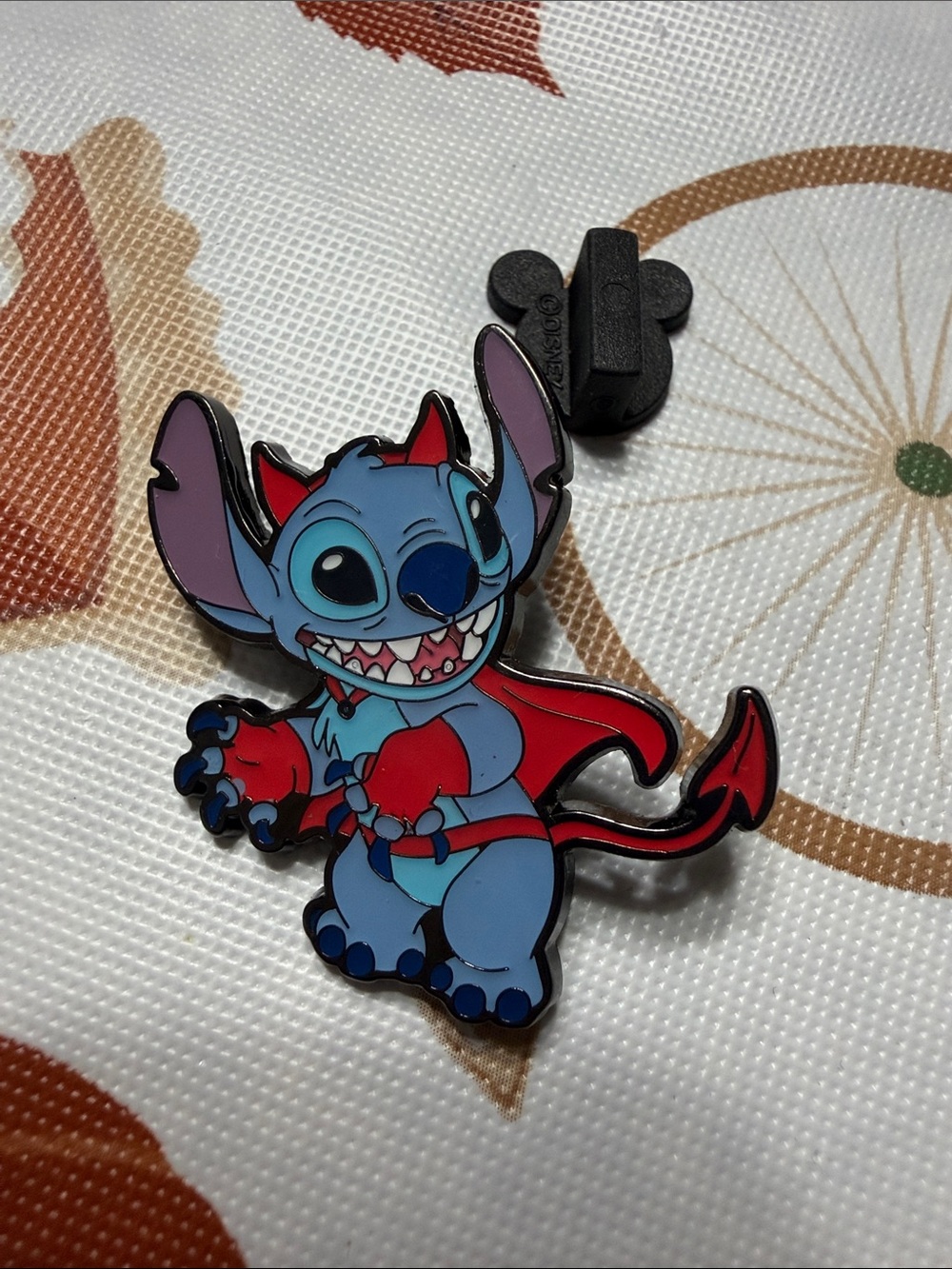 Loungefly Disney Stitch Devil Enamel Pin in Blue & Red